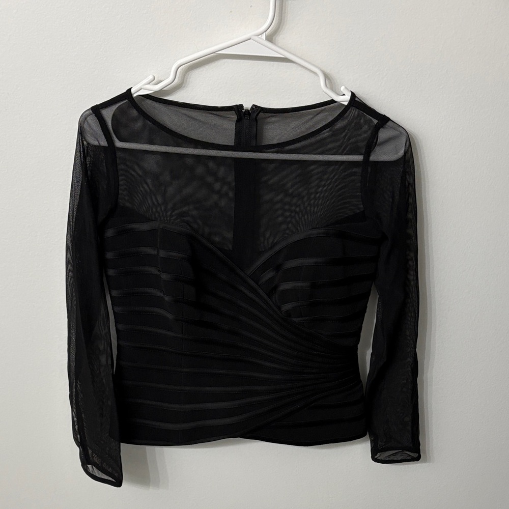 JS Collections Black Sheer Blouse
